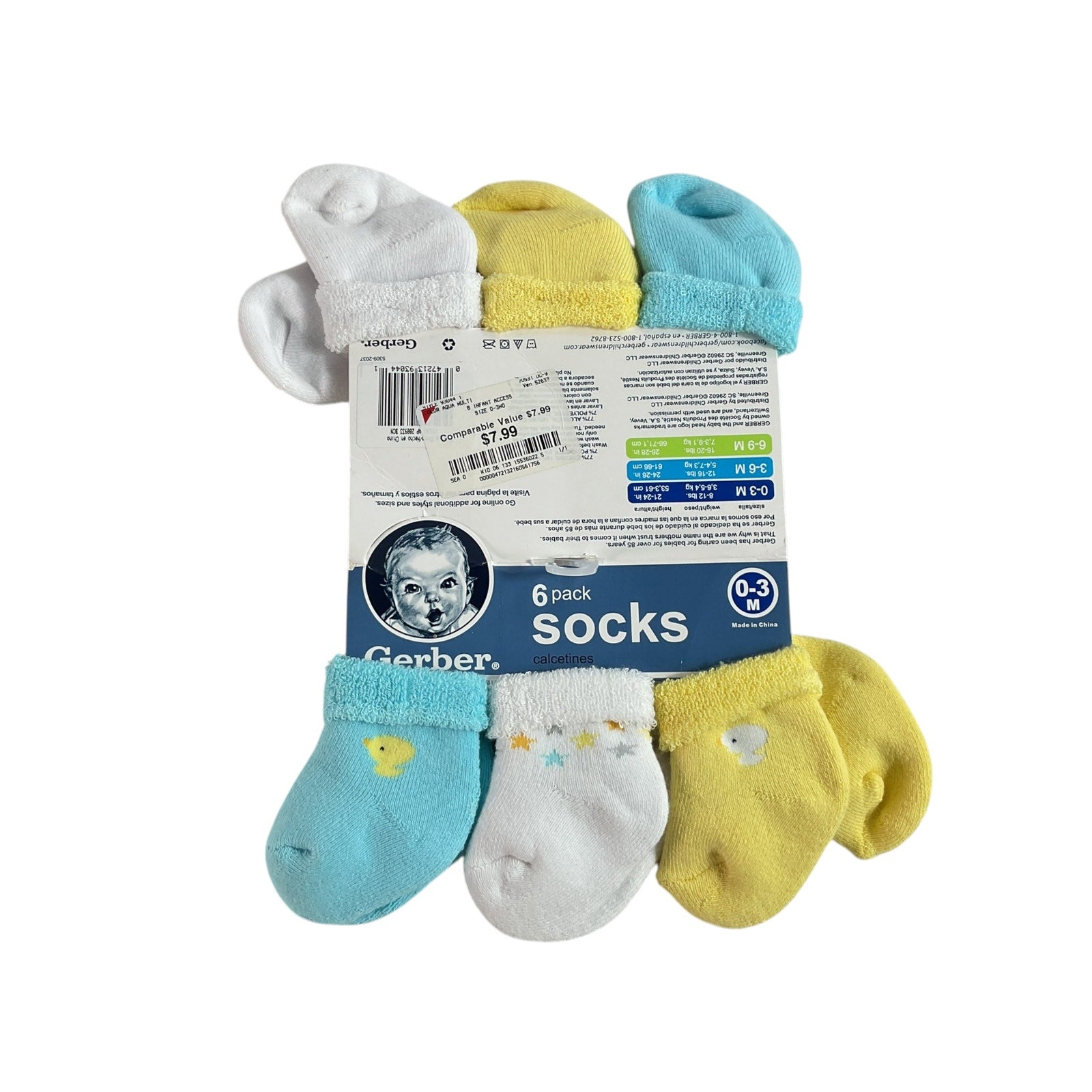 Set de calcetines de bebé 0-3M (Gerber)