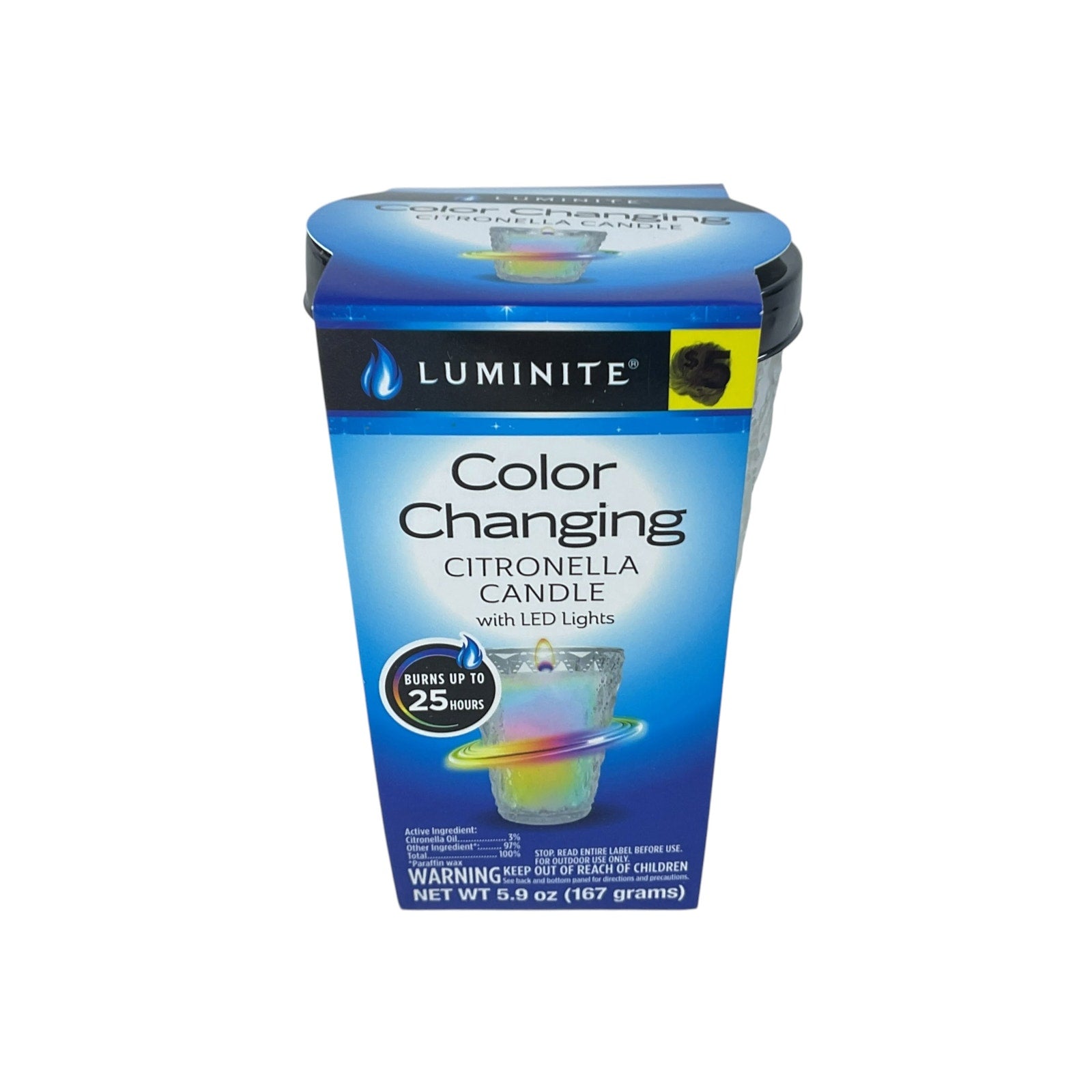 Vela pequeña antimosquitos con luz cambiante (LUMINITE)