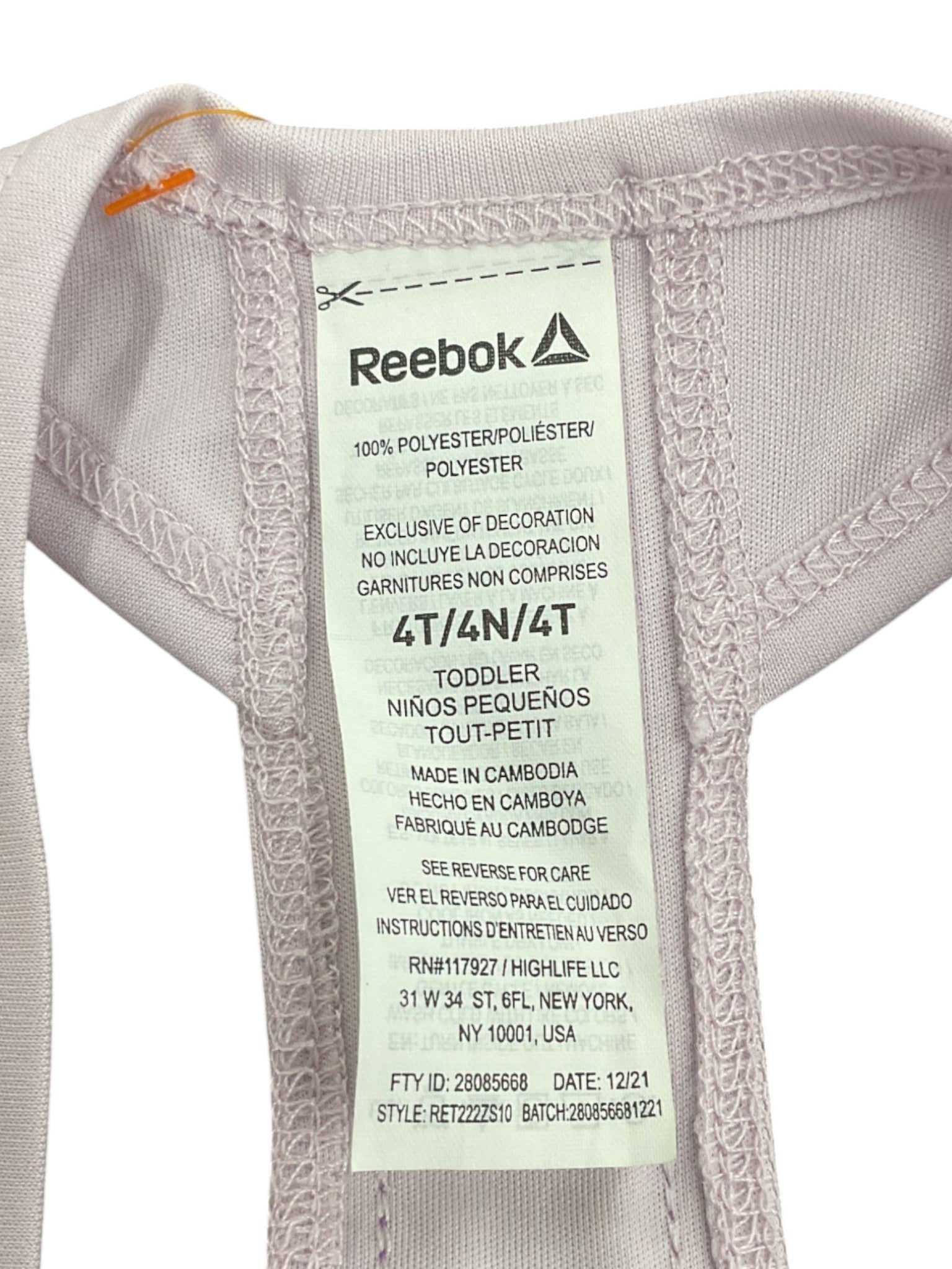 Blusa niña 4T (Reebok)