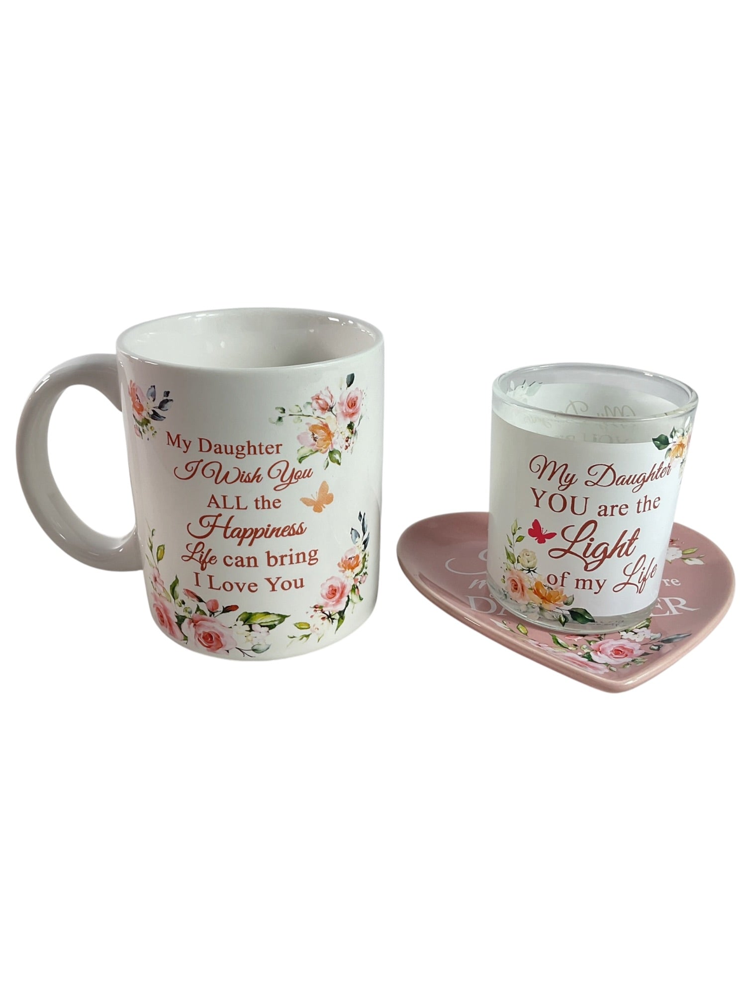 Set de taza, plato y candelero