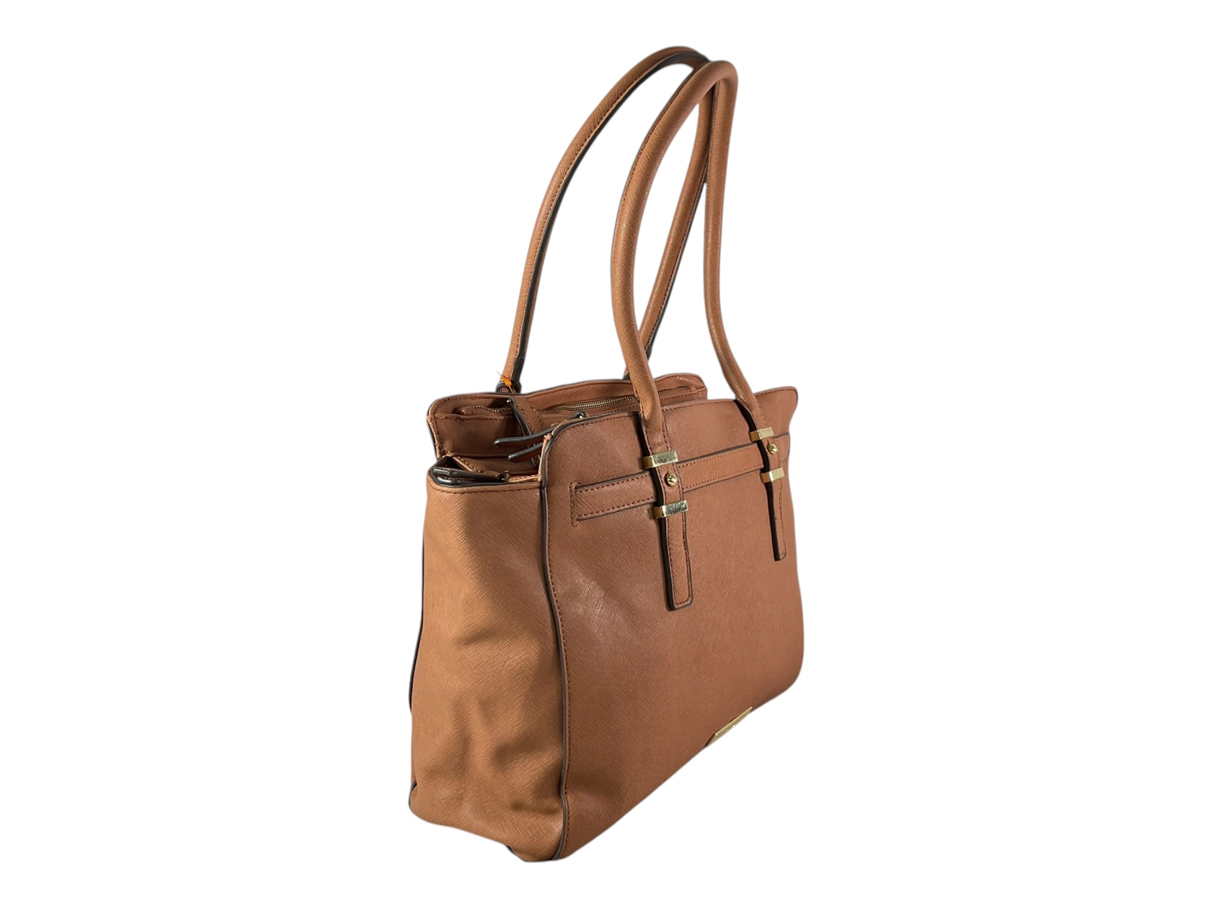 Bolso tote saffiano camel - vista lateral