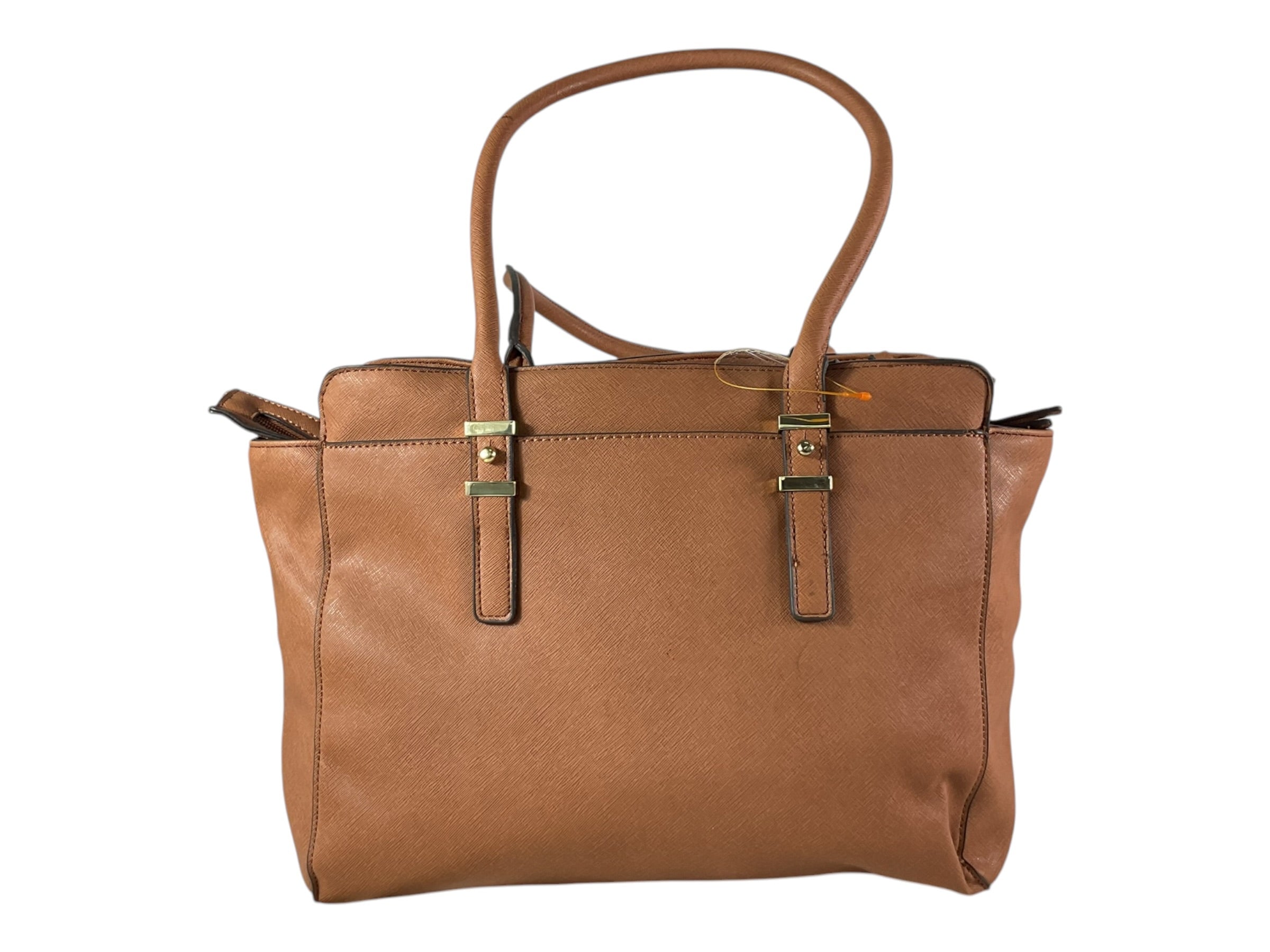 Bolso tote saffiano camel - vista trasera