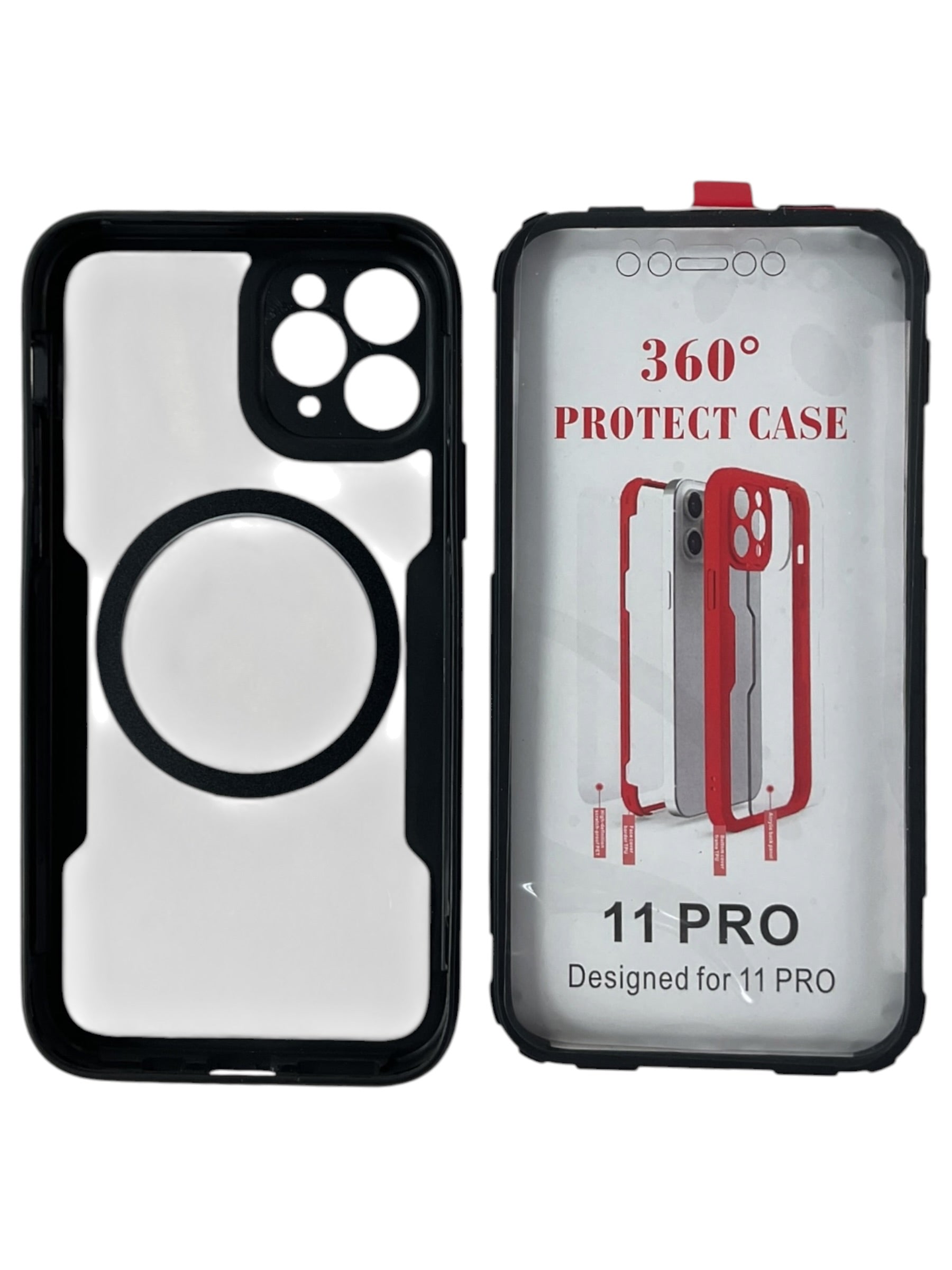 Case 360° Protect iPhone 11 Pro - case y empaque vista lateral