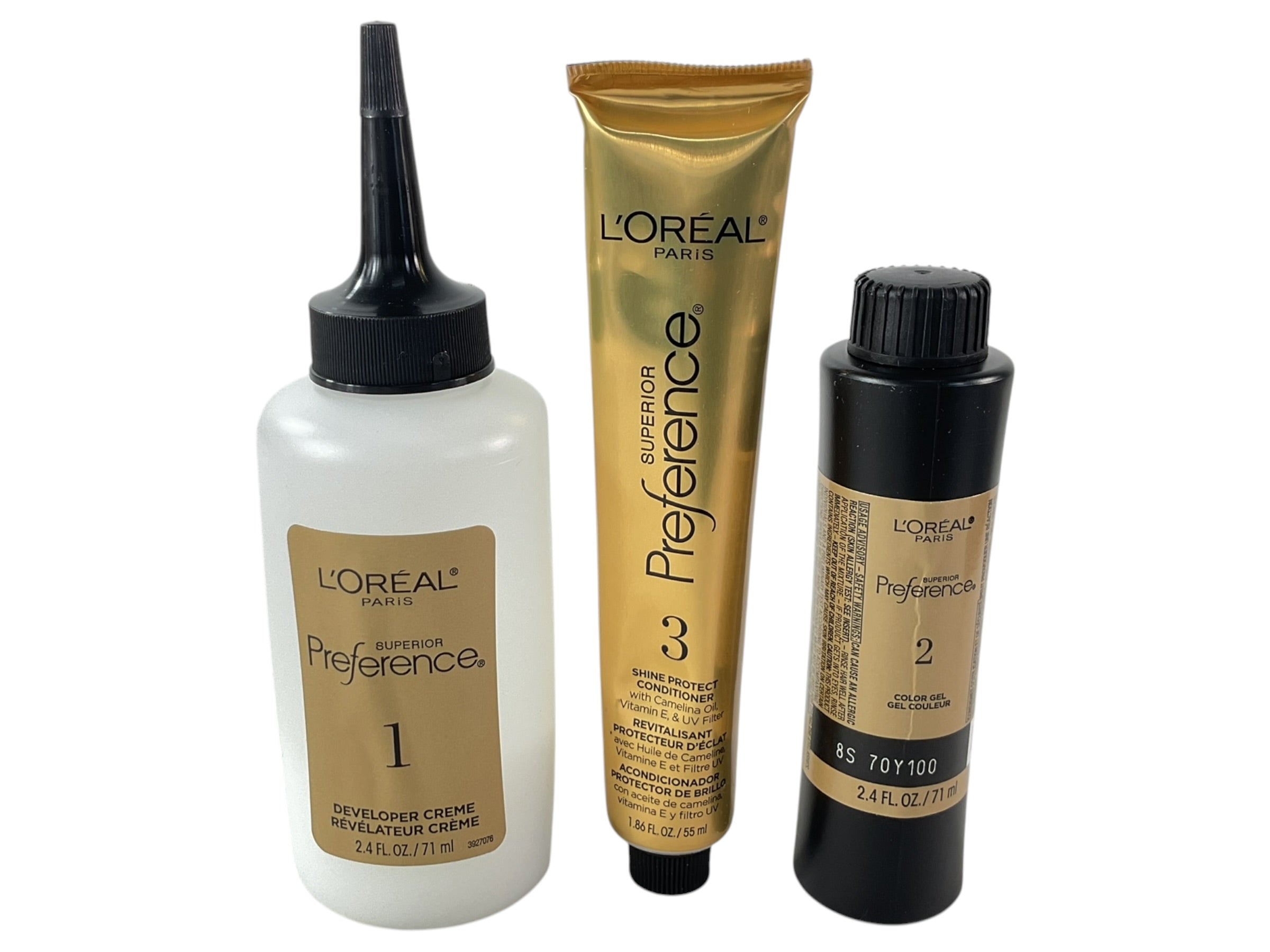Componentes kit tinte L'Oréal Superior Preference 8S vista frontal
