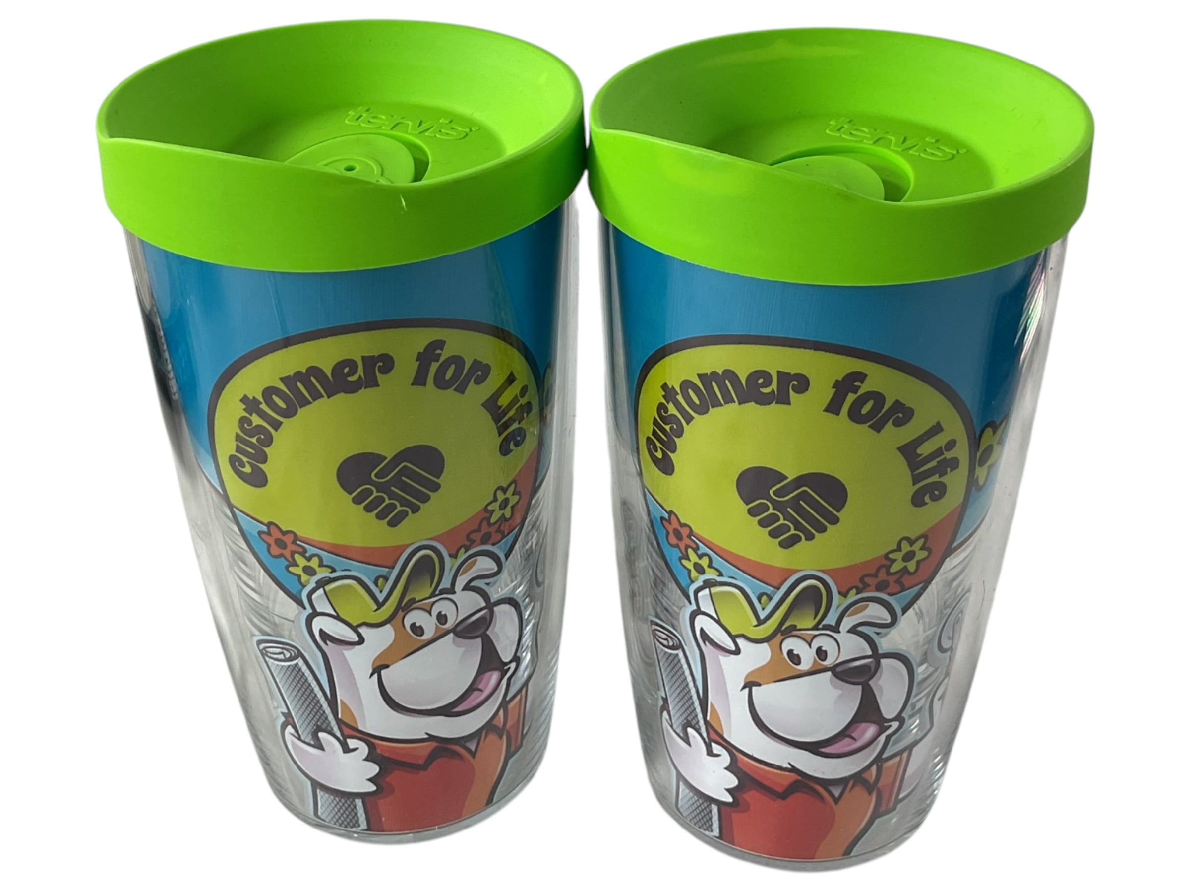 Set 2 vasos Tervis Absolute Aluminum con tapa verde vista frontal