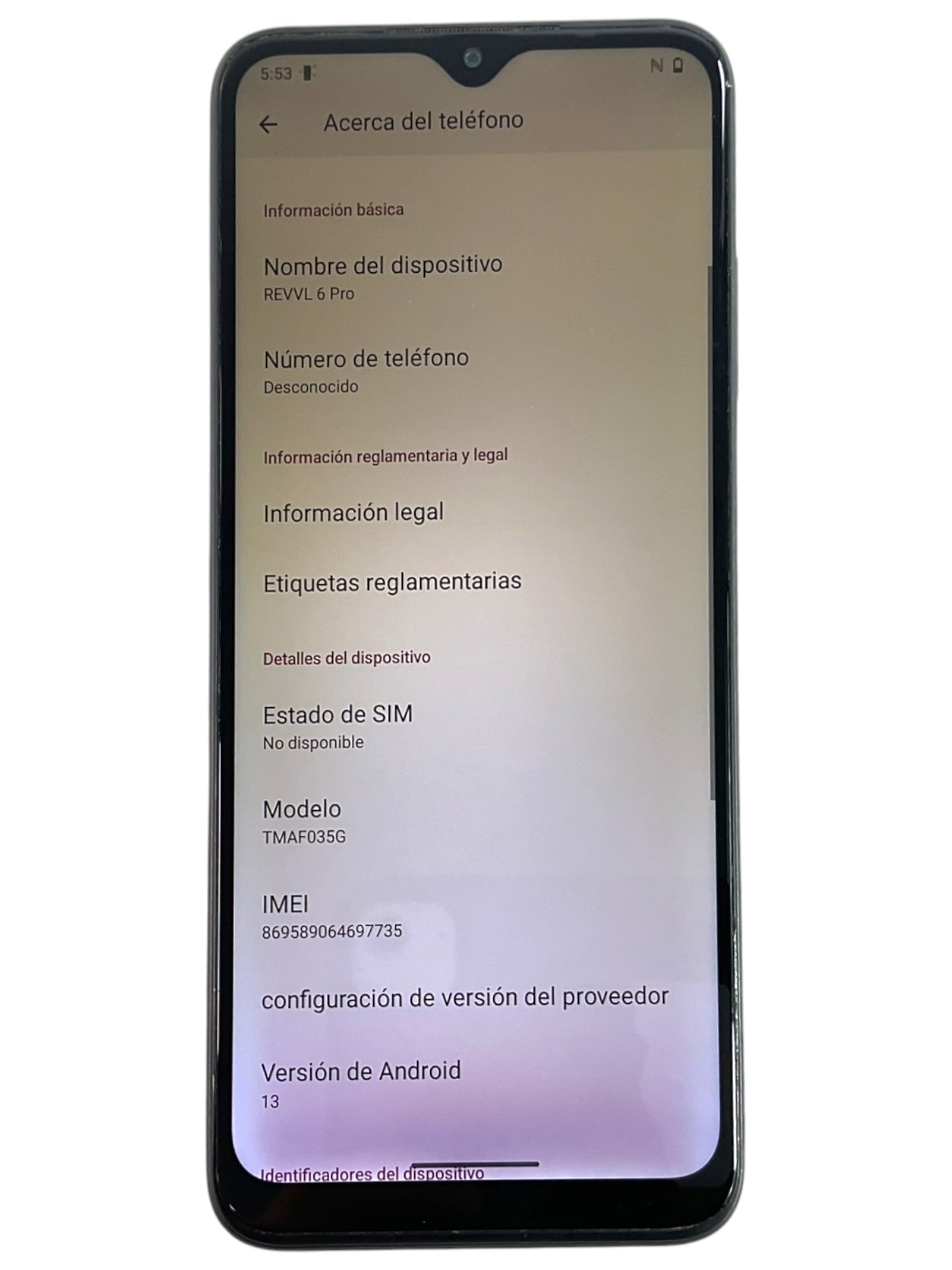 Celular (REVVL 6 Pro)