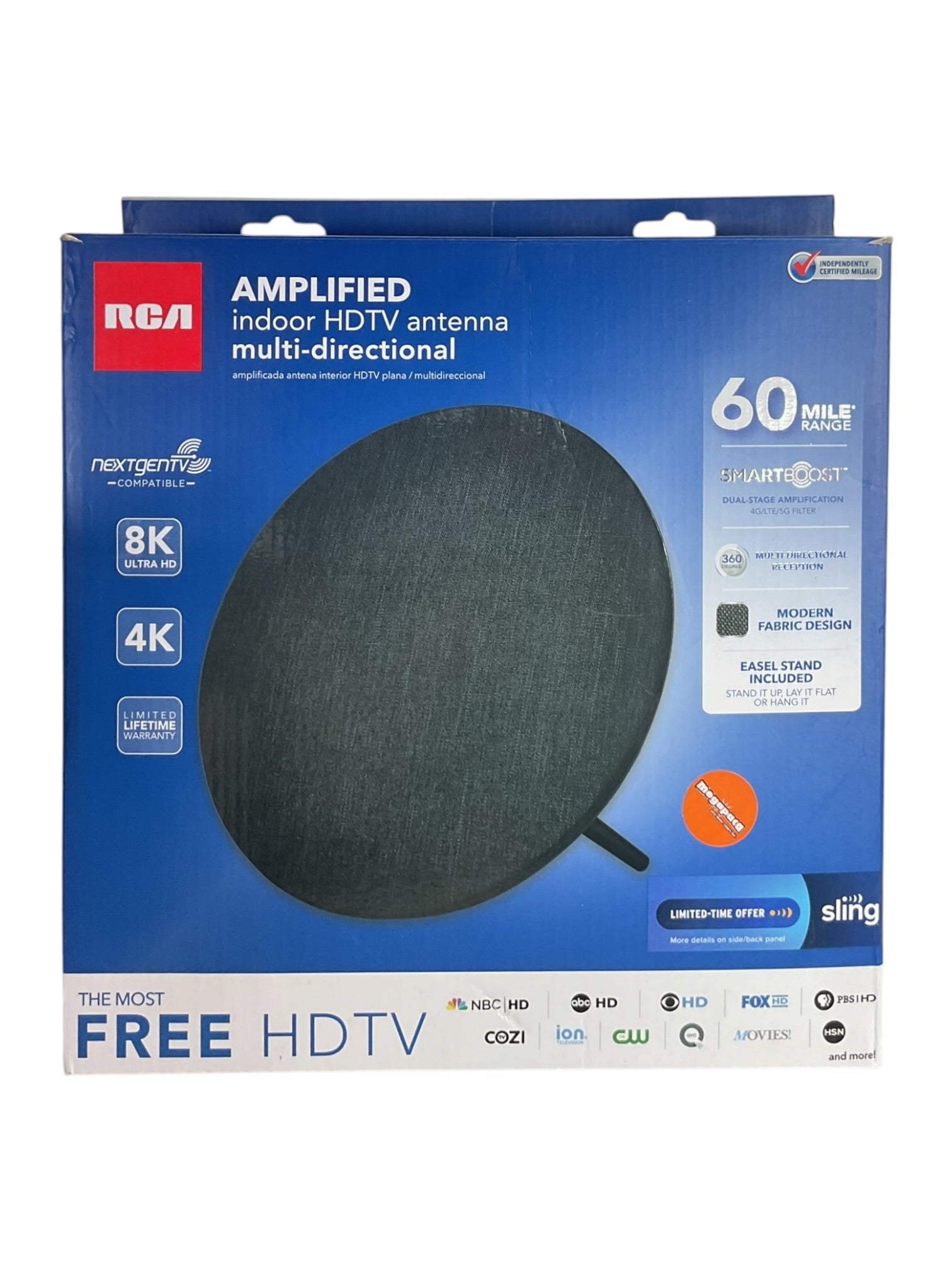 Antena interior amplificada para HDTV multidireccional (RCA)