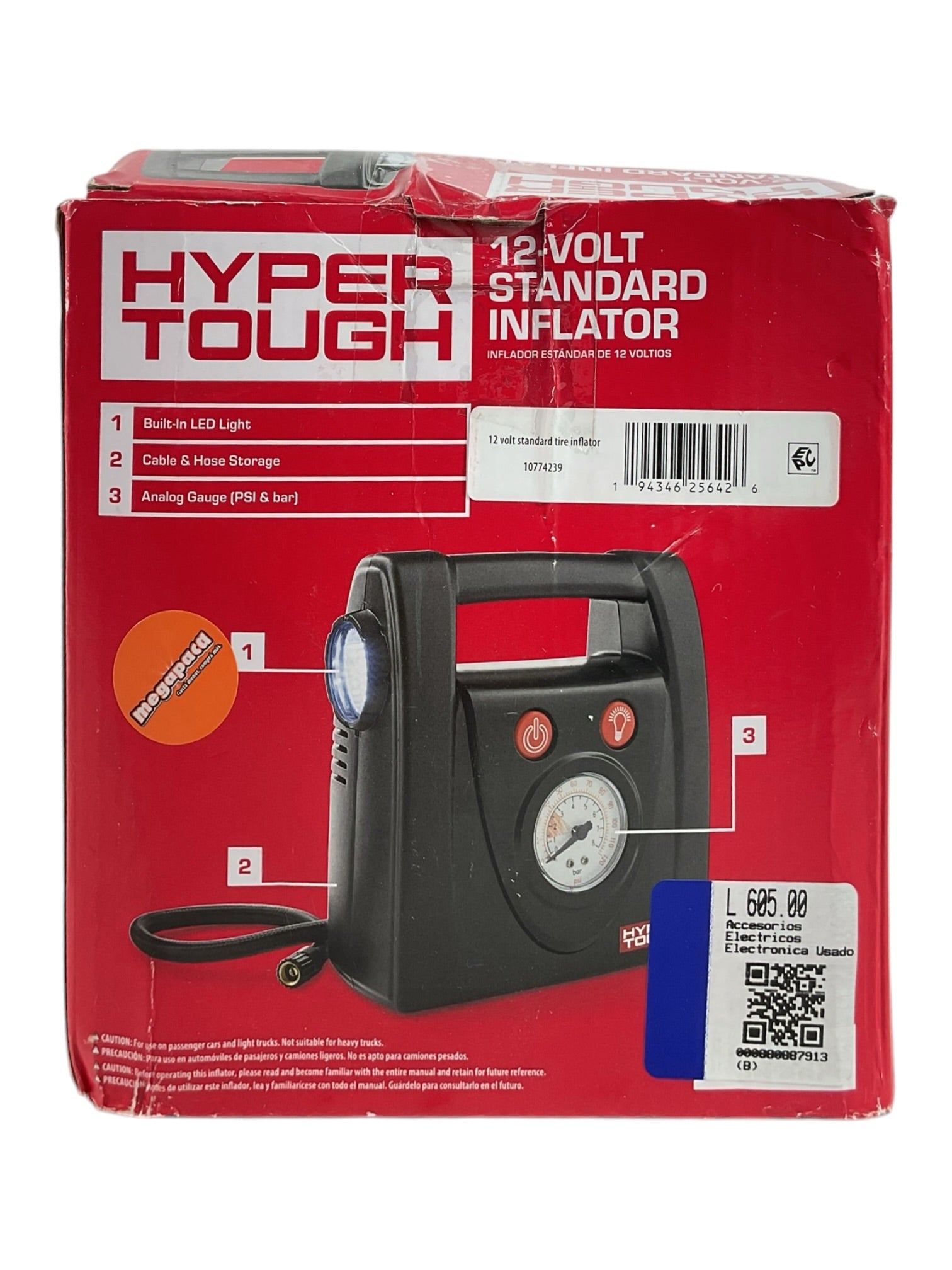 Mini Compresor de aire para auto (HYPER TOUGH)