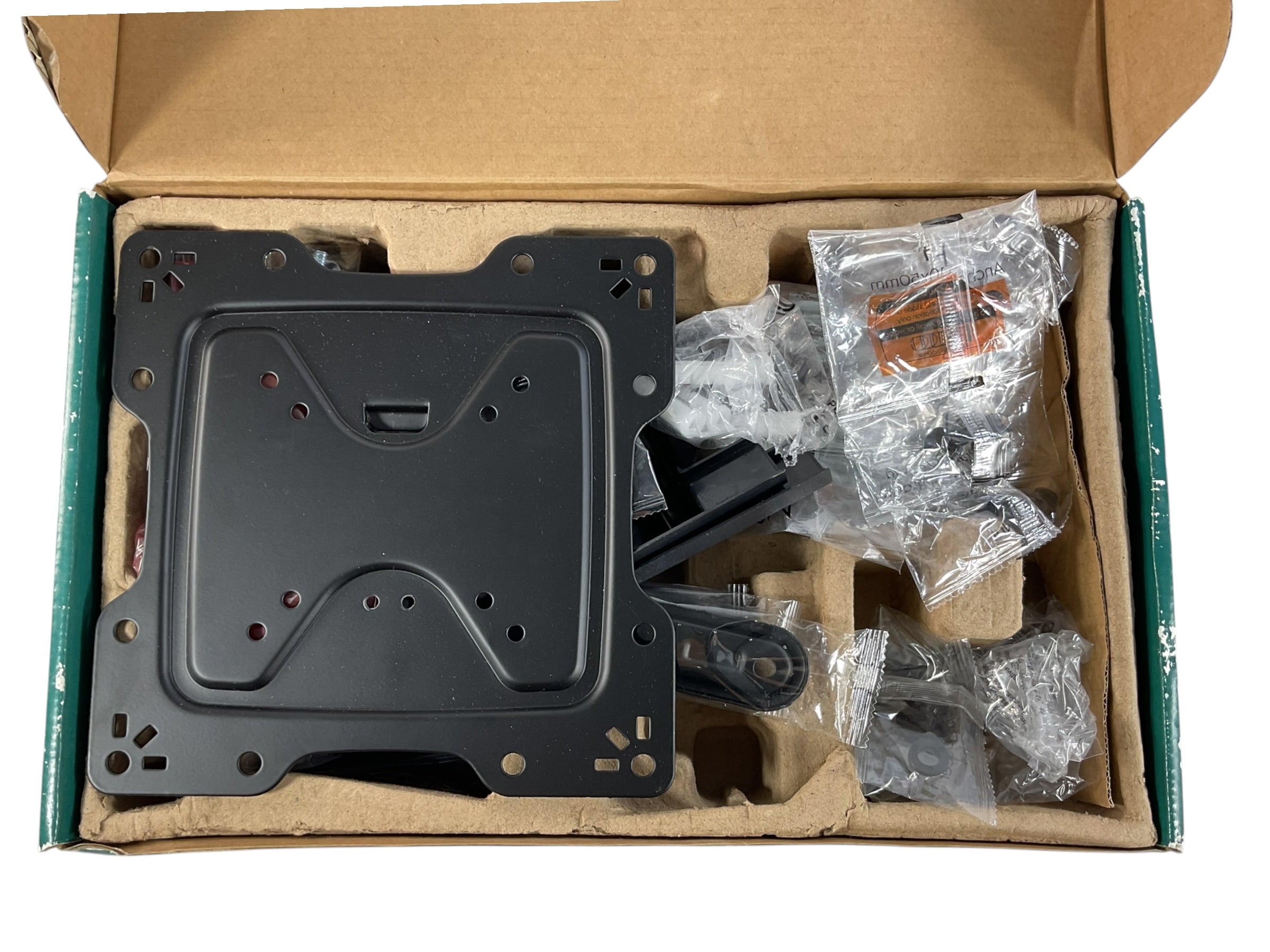 Soporte TV Hang-Onn - Vista interior caja con placa y accesorios