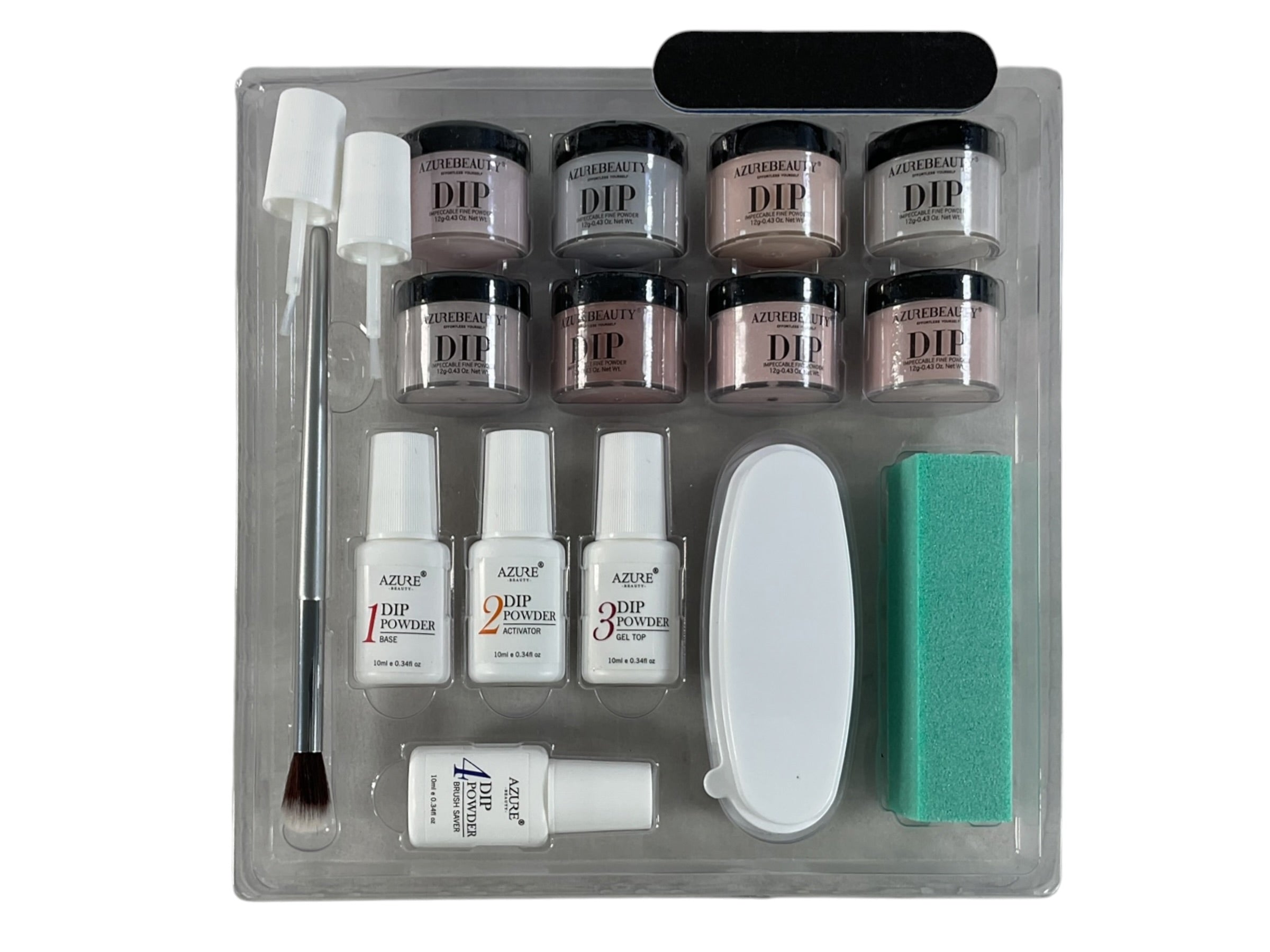 Kit Polvo Dip AzureBeauty - Vista general del kit completo