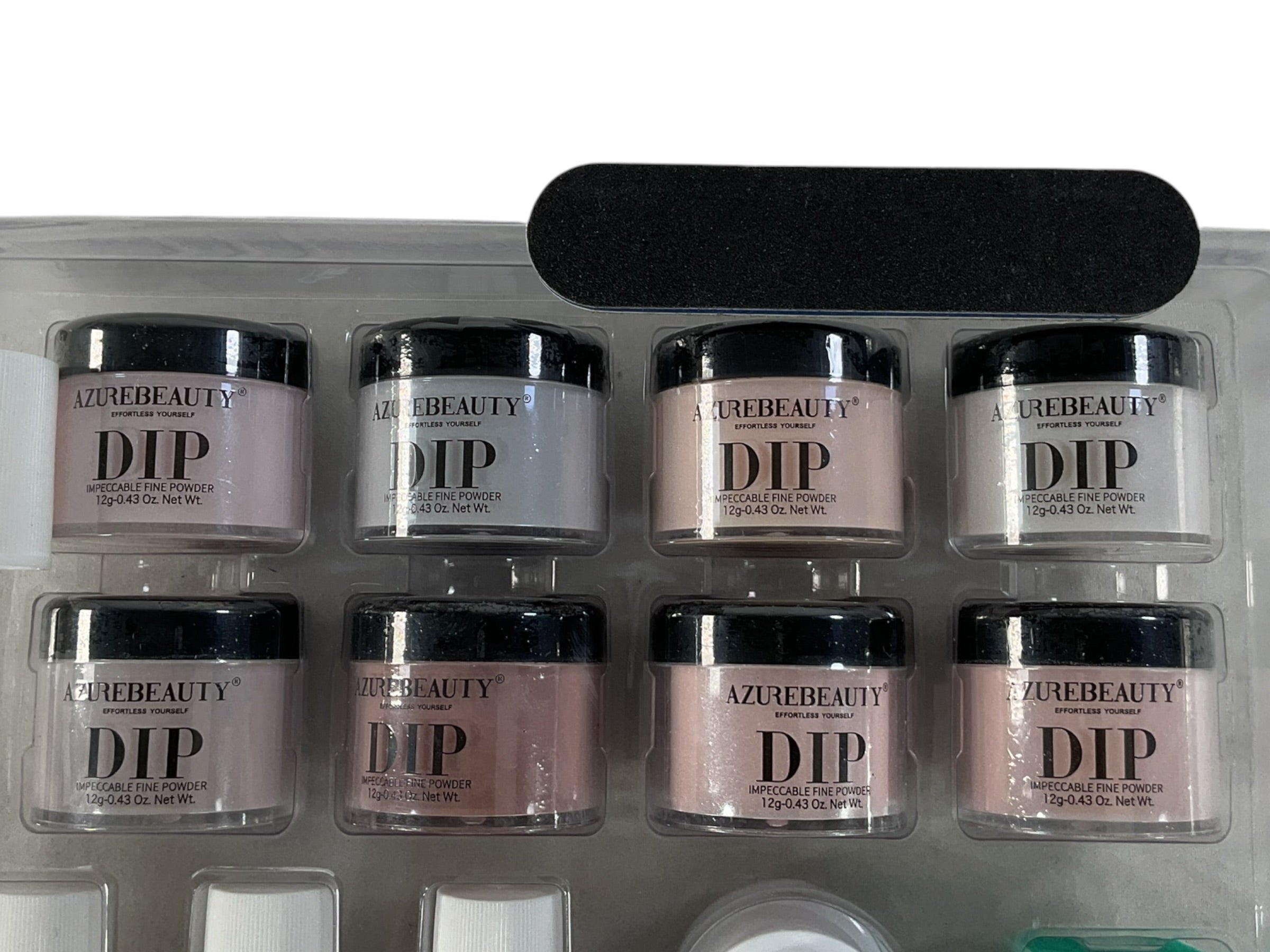 Kit Polvo Dip AzureBeauty - Detalle 8 frascos de polvo y lima