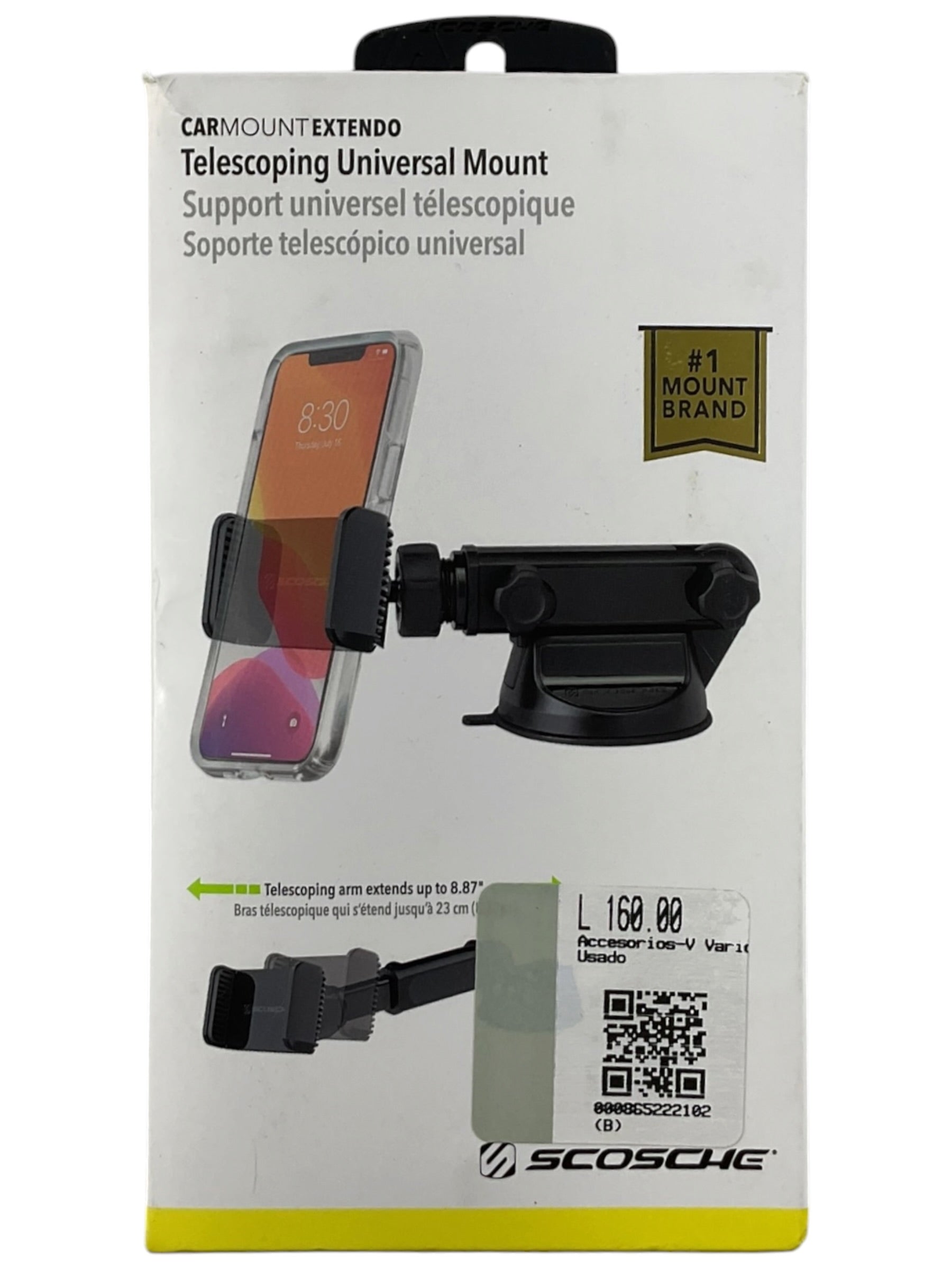 Soporte Scosche CarMount Extendo - Caja frontal con producto