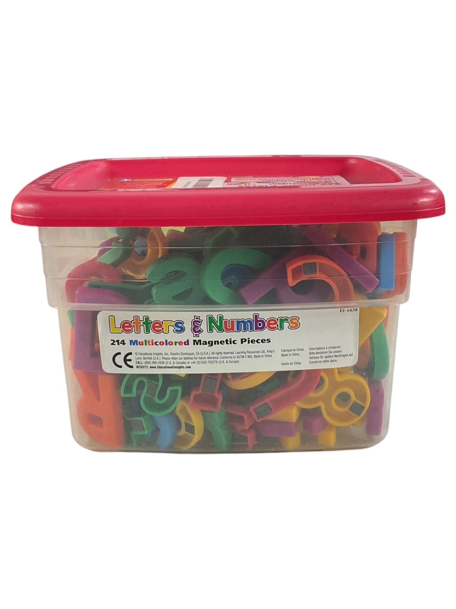Letras y números magnéticos multicolores (214 piezas)