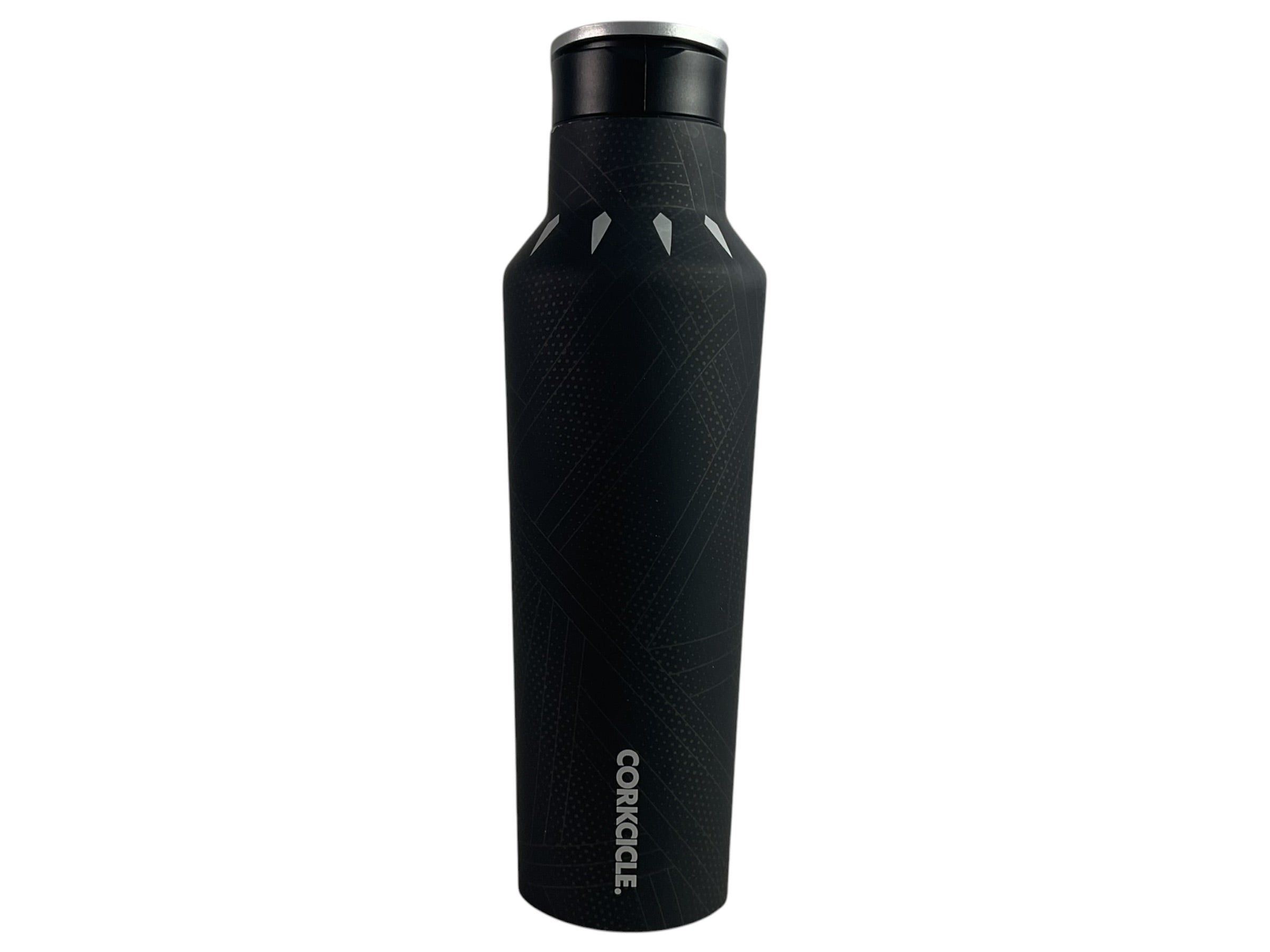 Botella CORKCICLE Black Panther con popote abierto