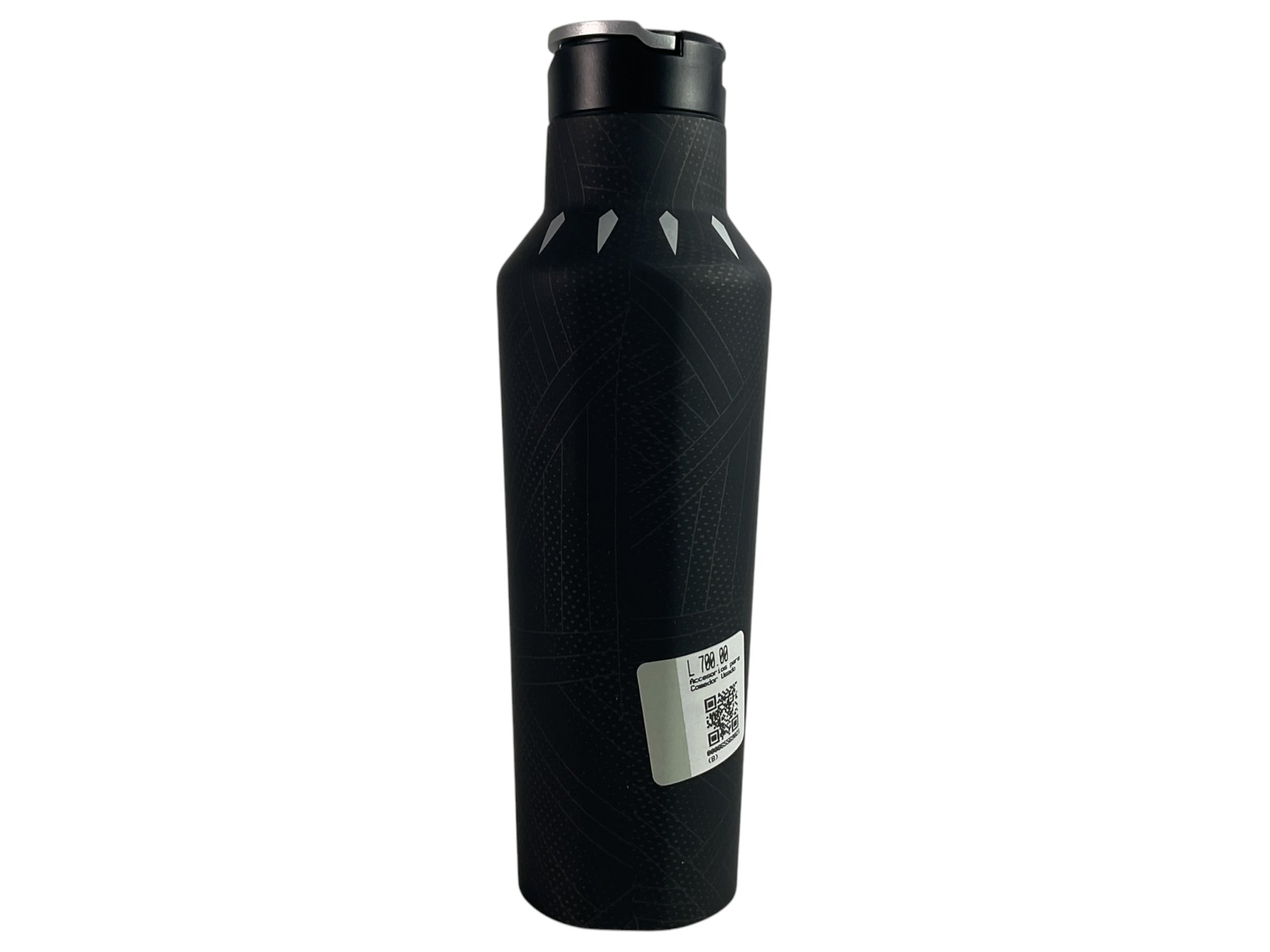 Botella CORKCICLE Black Panther vista frontal con etiqueta