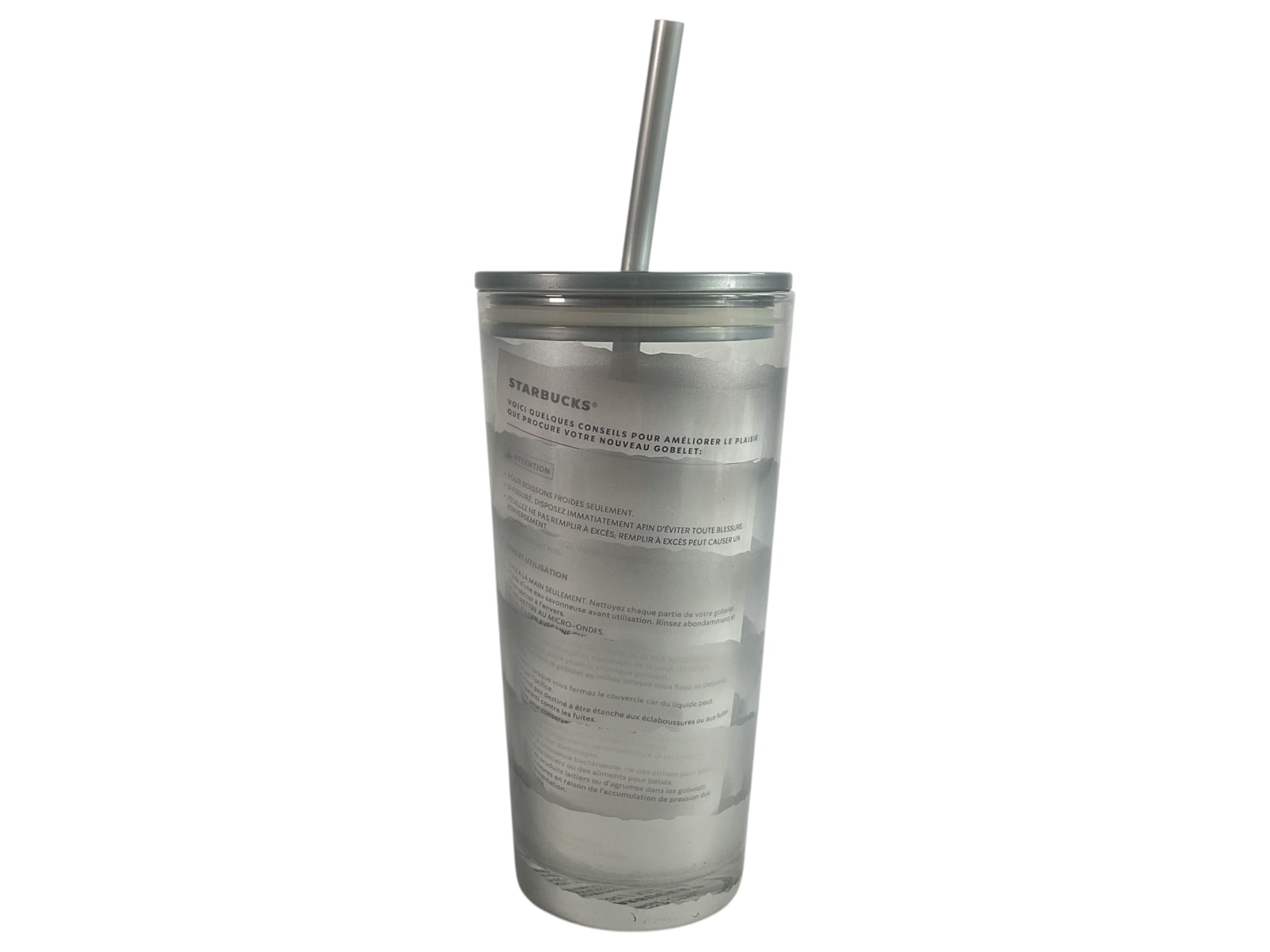 Vaso Tumbler Starbucks - Vista frontal con tapa y popote