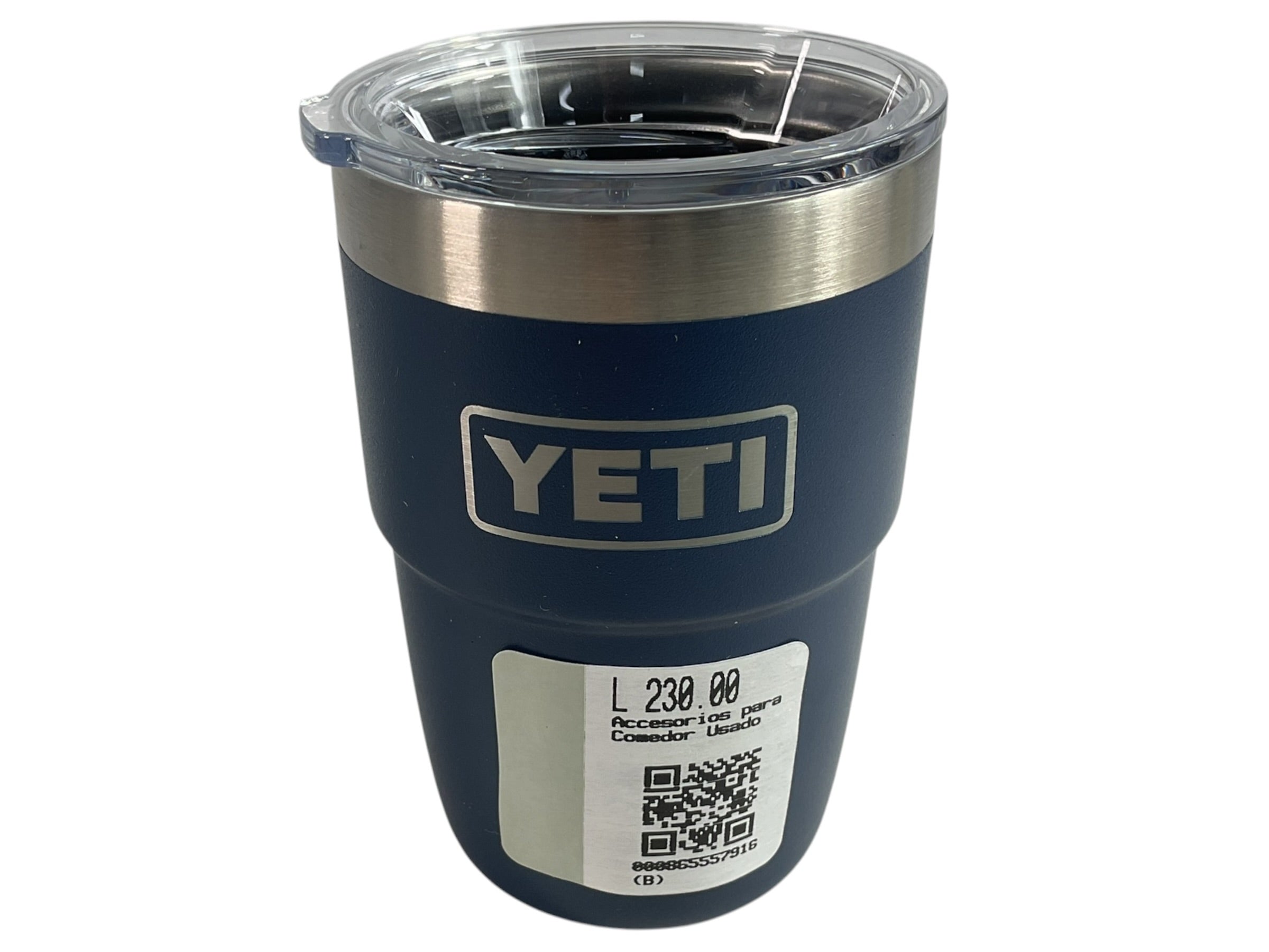 Vaso YETI Rambler azul navy con tapa transparente separada