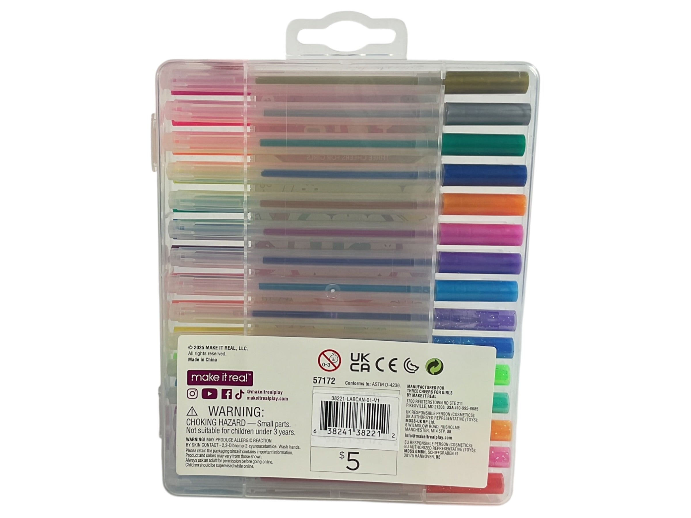 Set de Bolígrafos de Gel 30 Piezas - parte trasera con etiqueta