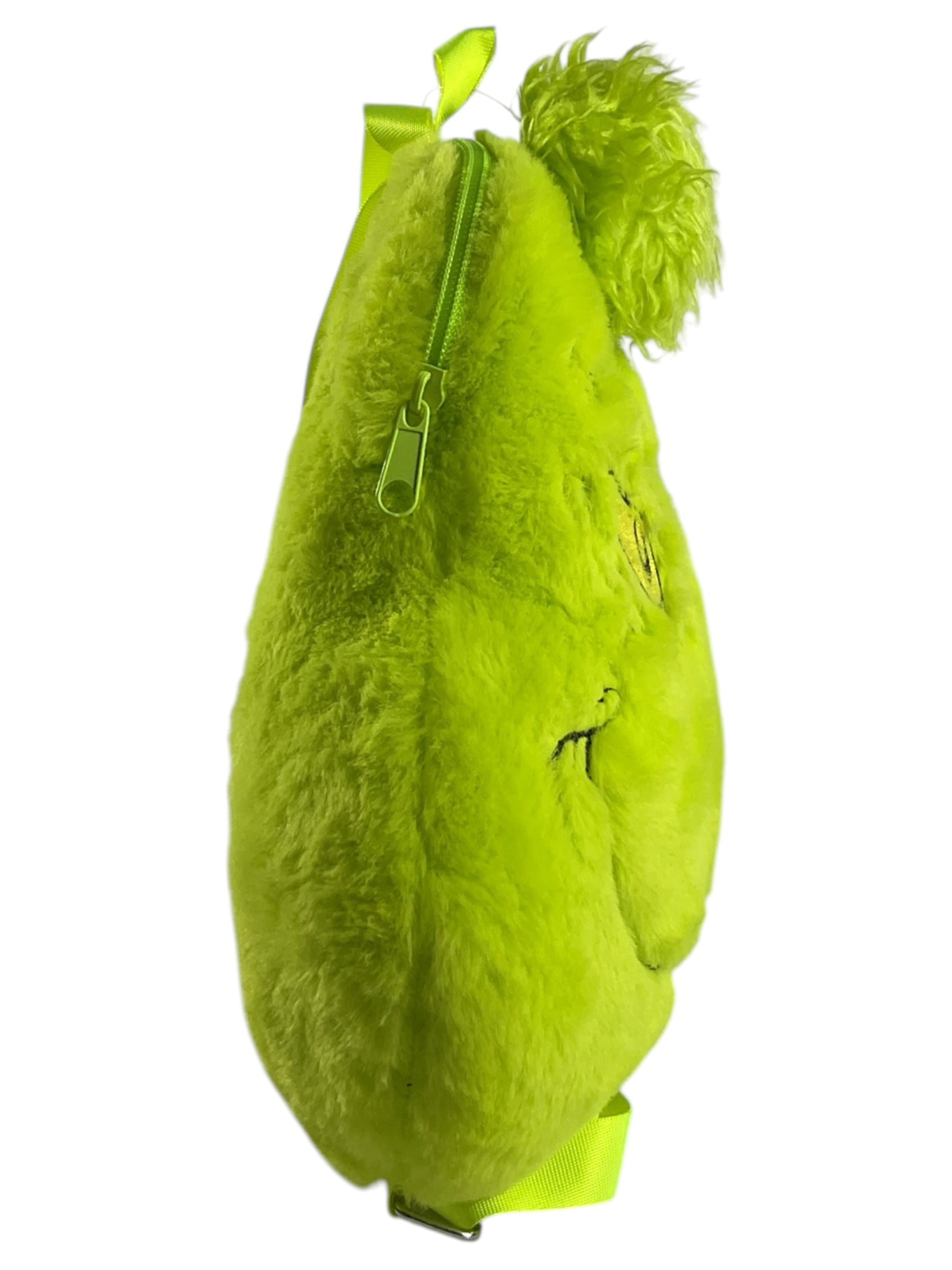 Mochila peluche El Grinch - Vista lateral con cremallera
