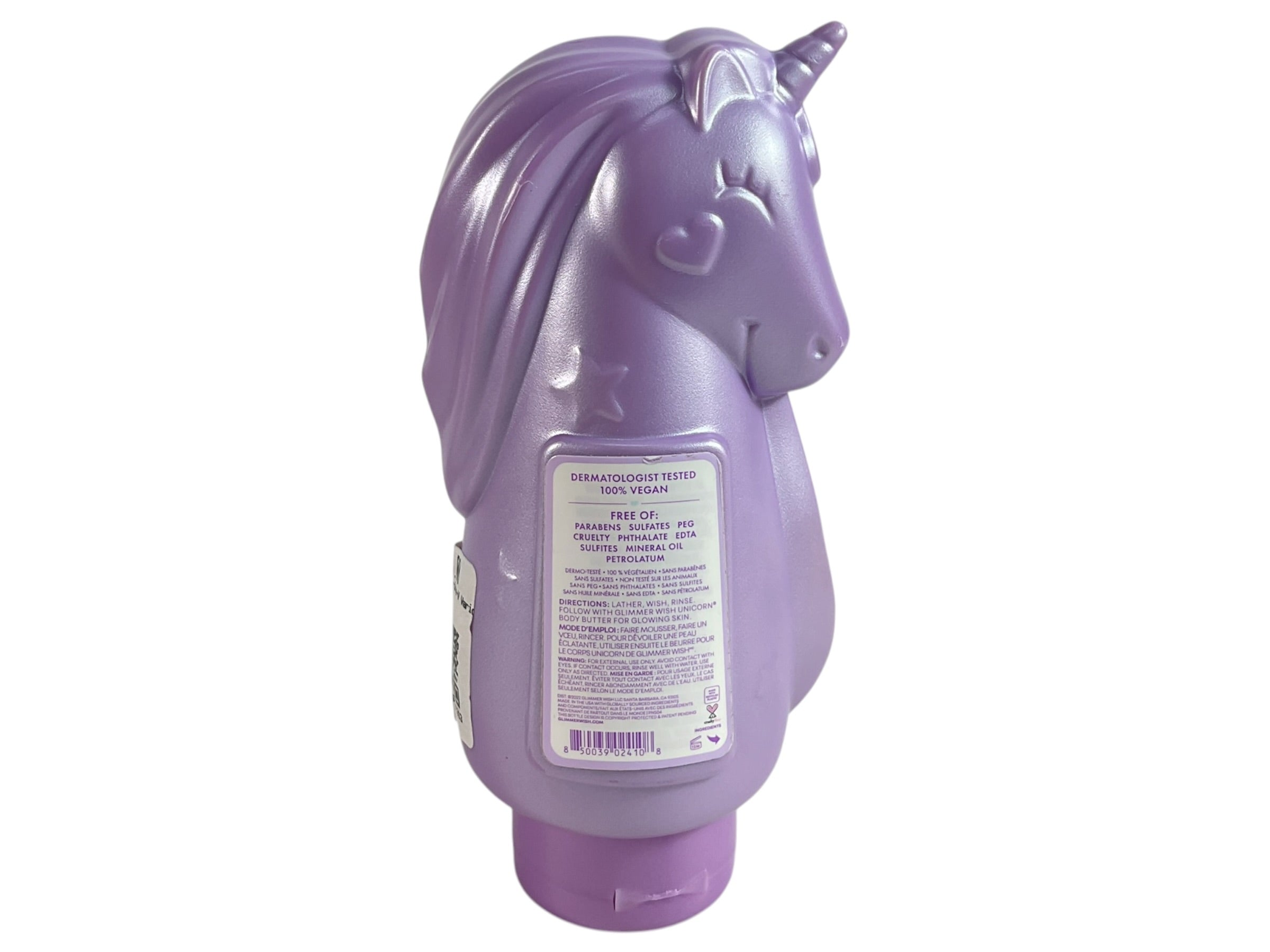 Unicorn Body Wash Glimmer Wish - Vista trasera ingredientes