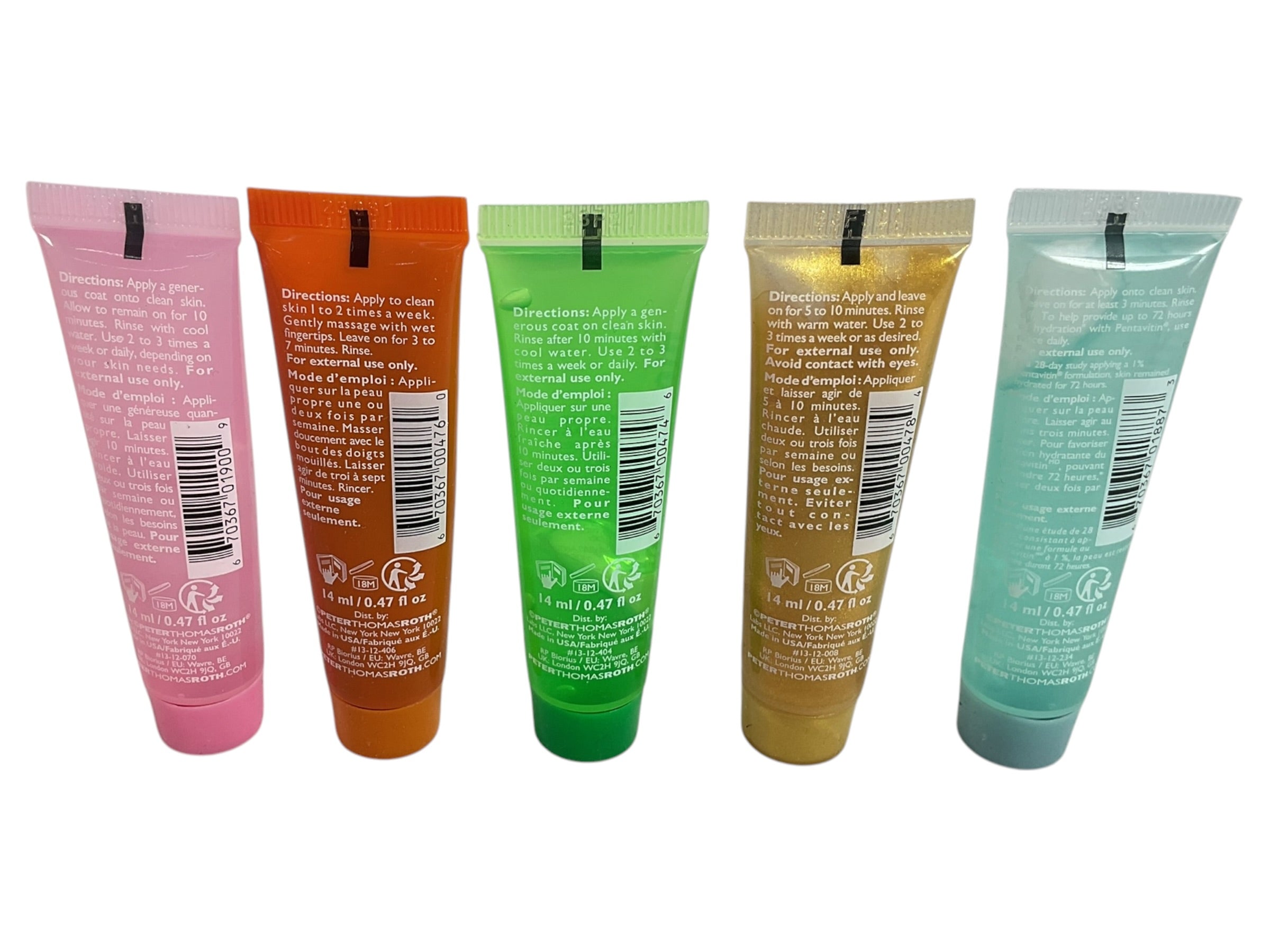 Parte posterior del set de cinco mascarillas faciales PETER THOMAS ROTH