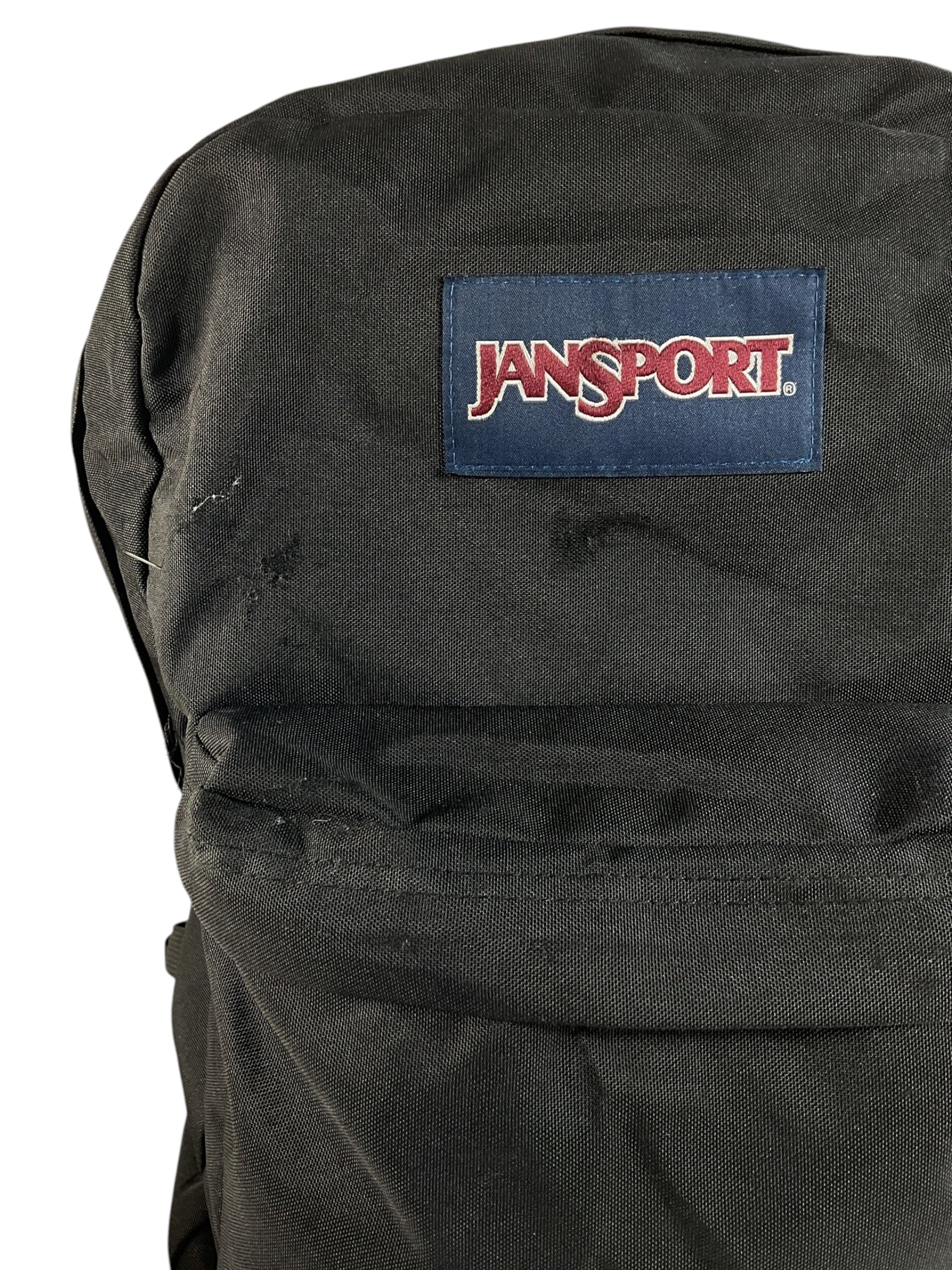 Mochila JANSPORT negra usada, vista posterior