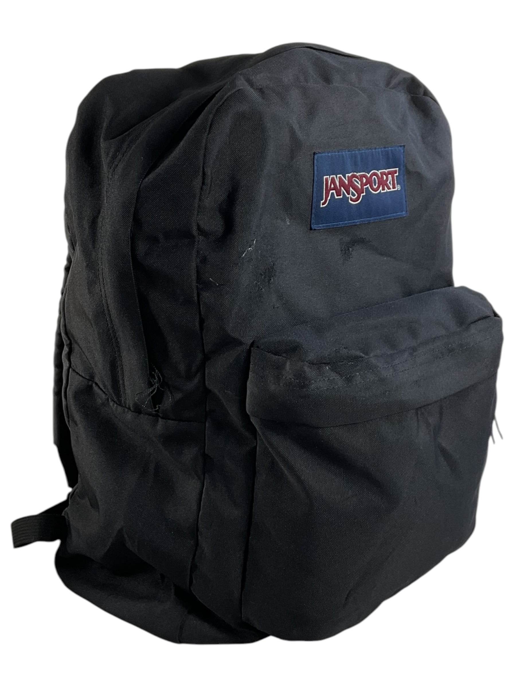 Mochila JANSPORT negra usada, vista lateral