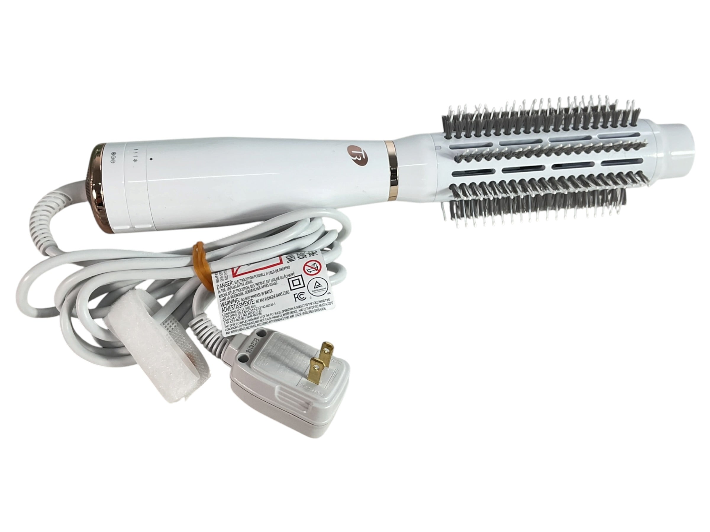 Cepillo secador y moldeador T3 blanco con cable y enchufe