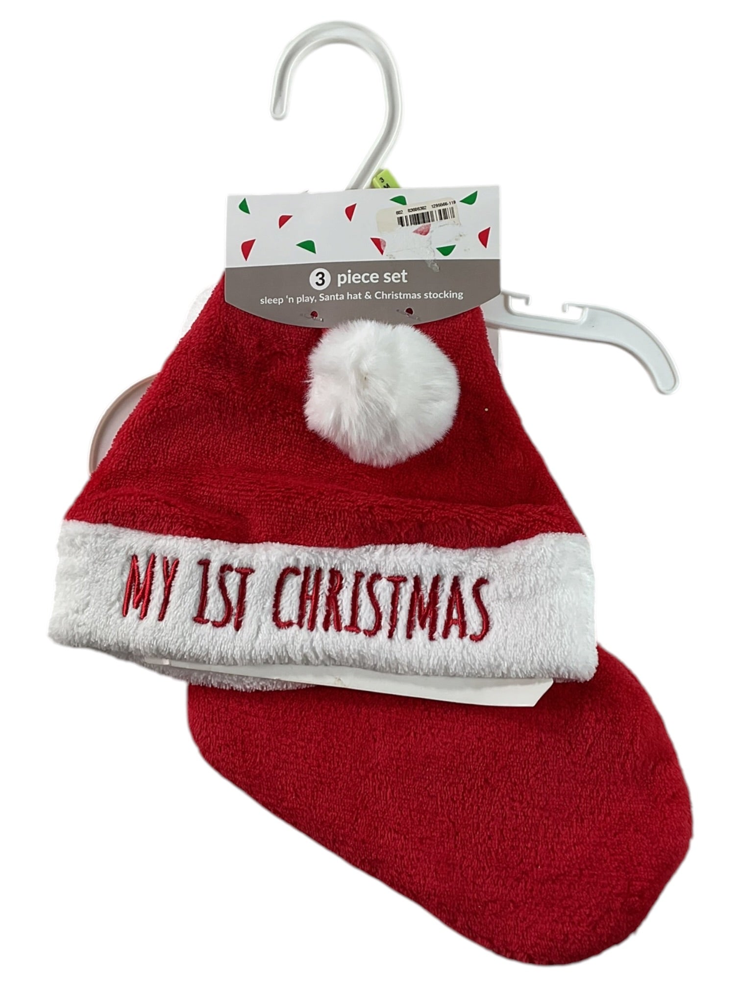 Set de gorro y calcetín navideño