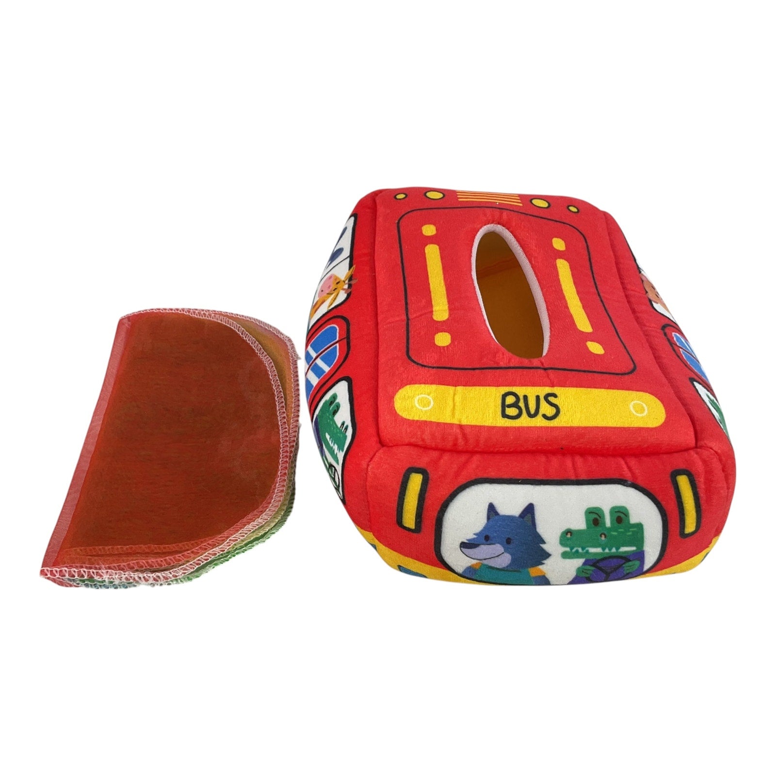 Juguete sensorial de caja de pañuelos de tela para bebés